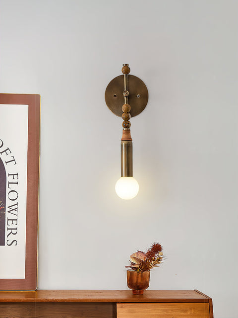 Toam Wall Lamp with Marble Beads and Antique Brass Frame