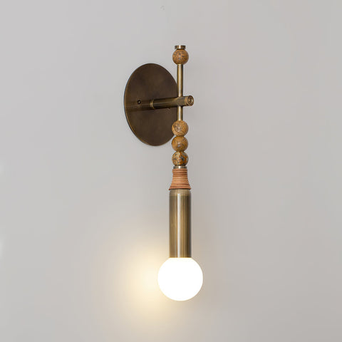 Toam Wall Lamp with Marble Beads and Antique Brass Frame