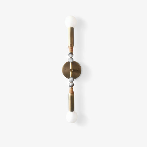 Toam Wall Lamp with Marble Beads and Antique Brass Frame