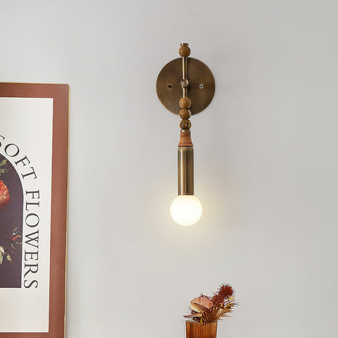Toam Wall Lamp with Marble Beads and Antique Brass Frame