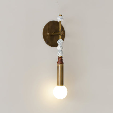 Toam Wall Lamp with Marble Beads and Antique Brass Frame
