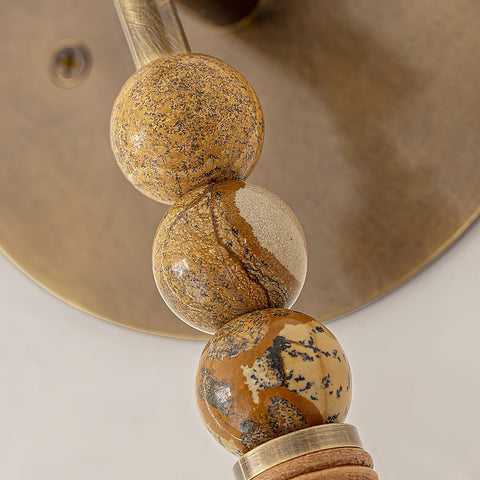 Toam Wall Lamp with Marble Beads and Antique Brass Frame