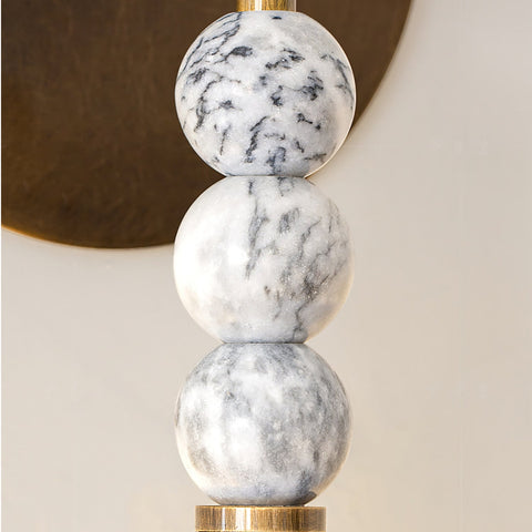 Toam Wall Lamp with Marble Beads and Antique Brass Frame