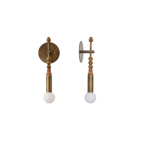 Toam Wall Lamp with Marble Beads and Antique Brass Frame