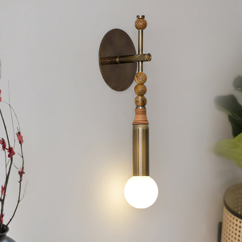 Toam Wall Lamp with Marble Beads and Antique Brass Frame