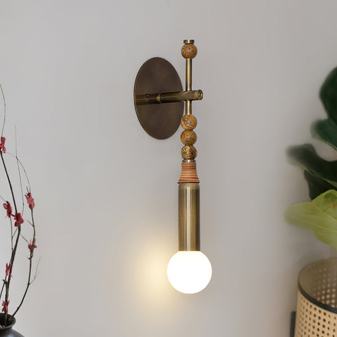 Toam Wall Lamp with Marble Beads and Antique Brass Frame