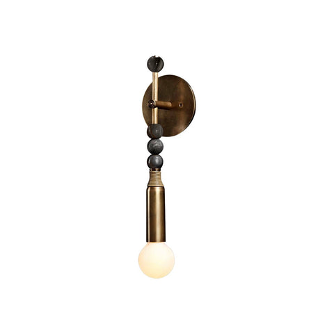 Toam Wall Lamp with Marble Beads and Antique Brass Frame
