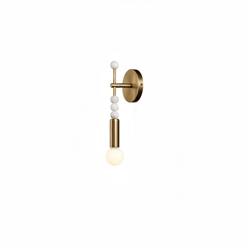 Toam Wall Lamp with Marble Beads and Antique Brass Frame