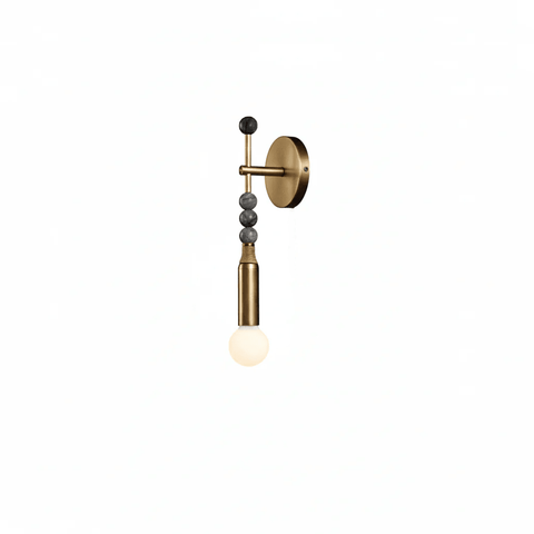 Toam Wall Lamp with Marble Beads and Antique Brass Frame