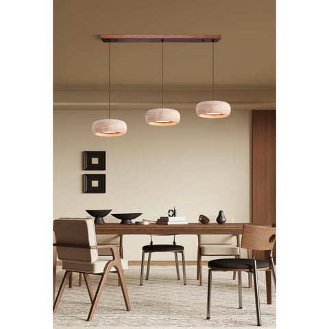 Travertine Ring Pendant Light with Integrated Warm LED