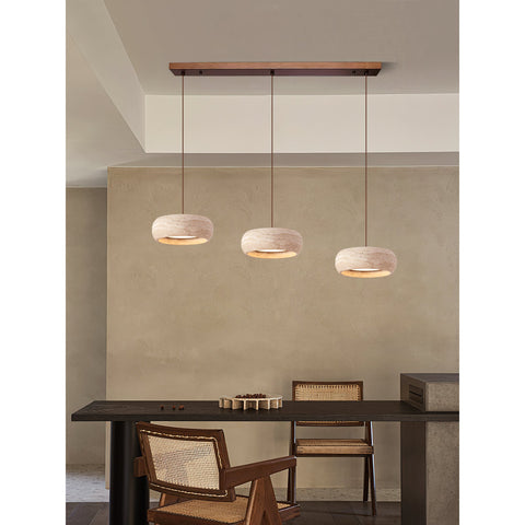 Travertine Ring Pendant Light with Integrated Warm LED