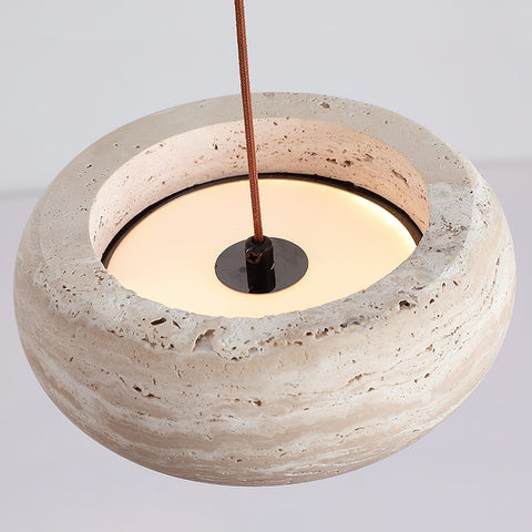 Travertine Ring Pendant Light with Integrated Warm LED