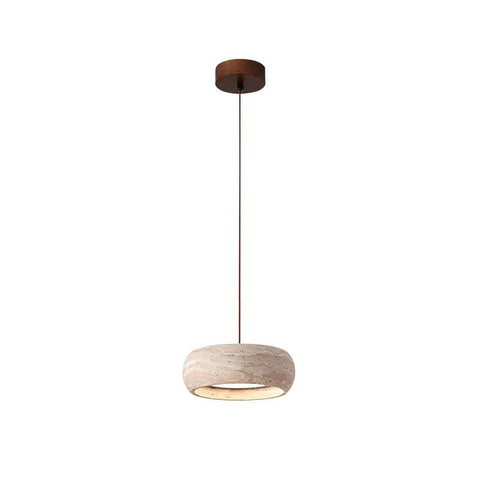 Travertine Ring Pendant Light with Integrated Warm LED