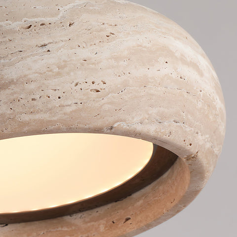 Travertine Ring Pendant Light with Integrated Warm LED