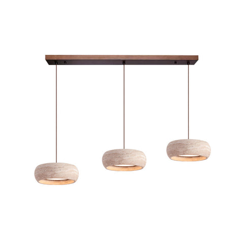 Travertine Ring Pendant Light with Integrated Warm LED