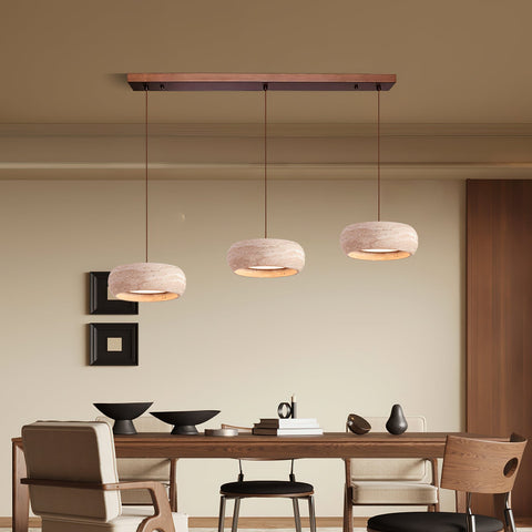 Travertine Ring Pendant Light with Integrated Warm LED