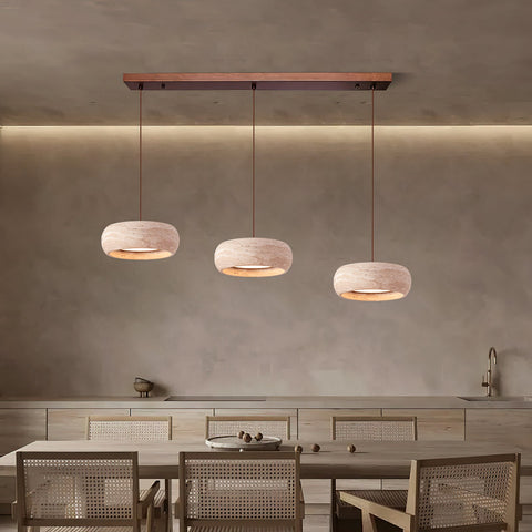 Travertine Ring Pendant Light with Integrated Warm LED