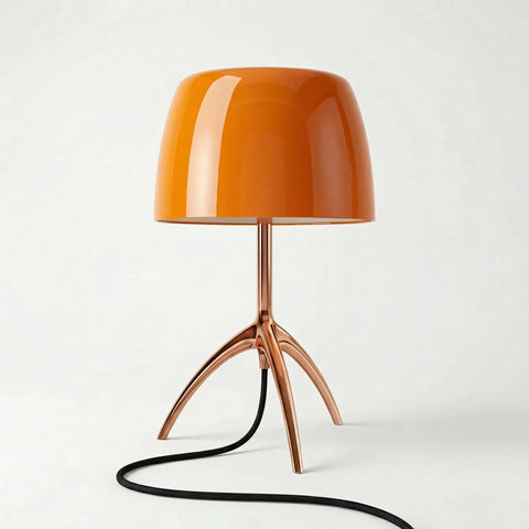 Table Lamp with Tripod Metal Base and Adjustable Dome Shade