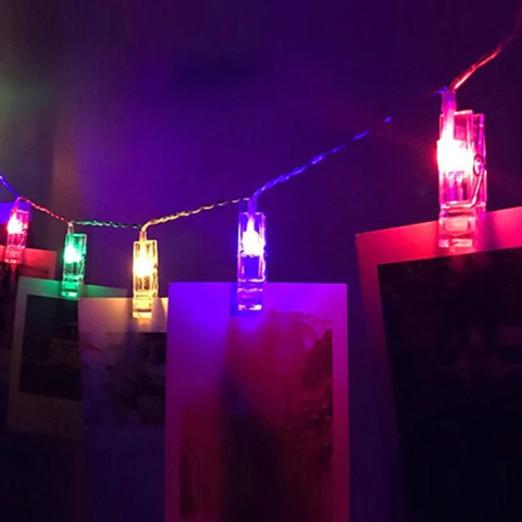 LED Photo Clip String Lights with Battery Power and Flash Setting