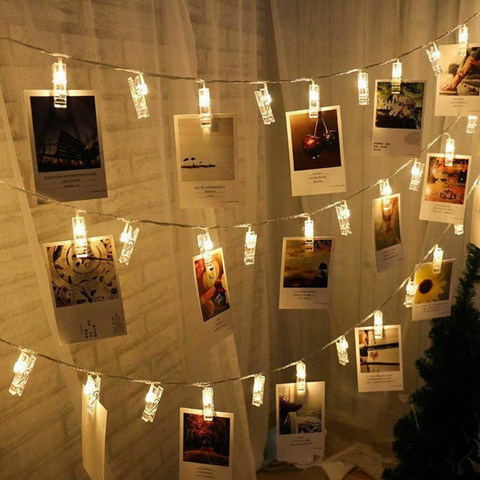 LED Photo Clip String Lights with Battery Power and Flash Setting