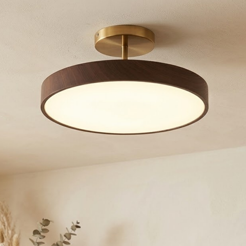 Modern Wood Grain LED Ceiling Light with Warm Ambient Illumination