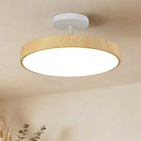 Modern Wood Grain LED Ceiling Light with Warm Ambient Illumination