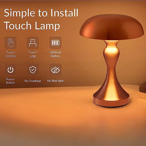 Modern Rechargeable Metal Table Lamp with Touch Control for Bedroom and Desk