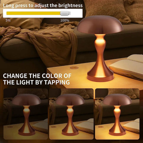 Modern Rechargeable Metal Table Lamp with Touch Control for Bedroom and Desk