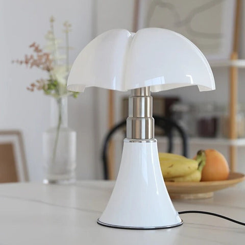 Flower-Shaped Table Lamp with Acrylic Shade and Steel Base for Modern Interiors