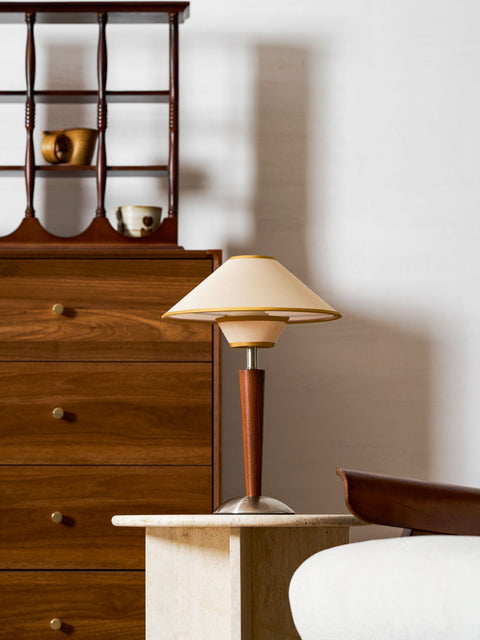 Talonwood Table Lamp with Wood Base and Fabric Shade