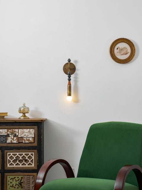Toam Wall Lamp with Marble Beads and Antique Brass Frame