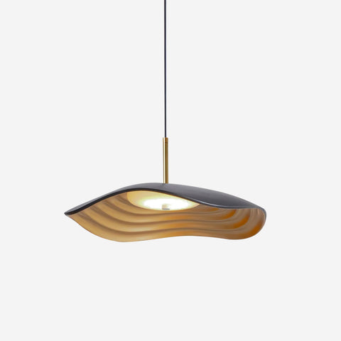 Pendant Light with Sculpted Wave Shade and Integrated LED