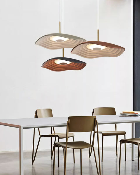 Pendant Light with Sculpted Wave Shade and Integrated LED