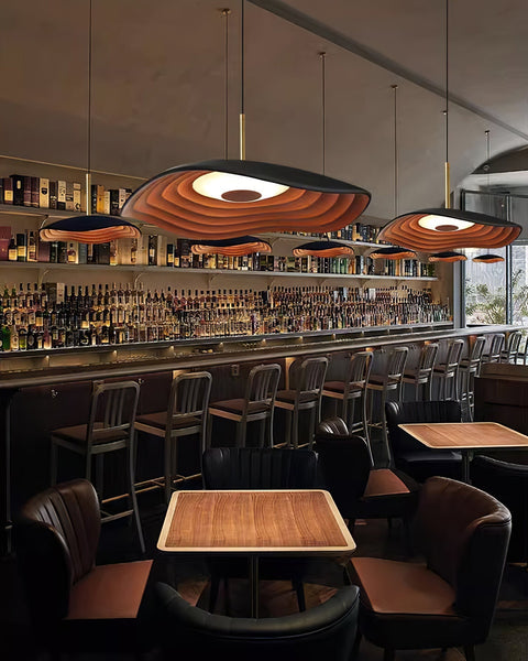 Pendant Light with Sculpted Wave Shade and Integrated LED