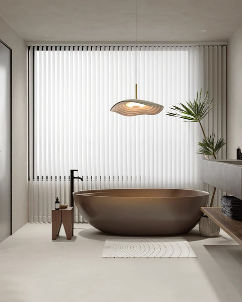 Pendant Light with Sculpted Wave Shade and Integrated LED