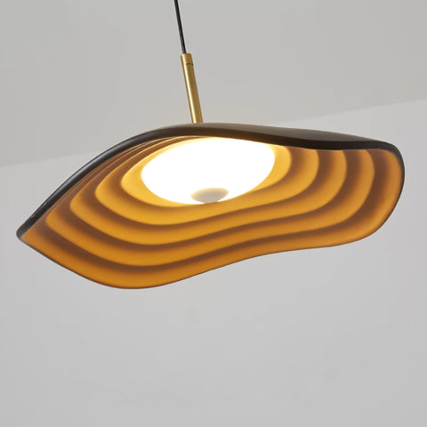 Pendant Light with Sculpted Wave Shade and Integrated LED