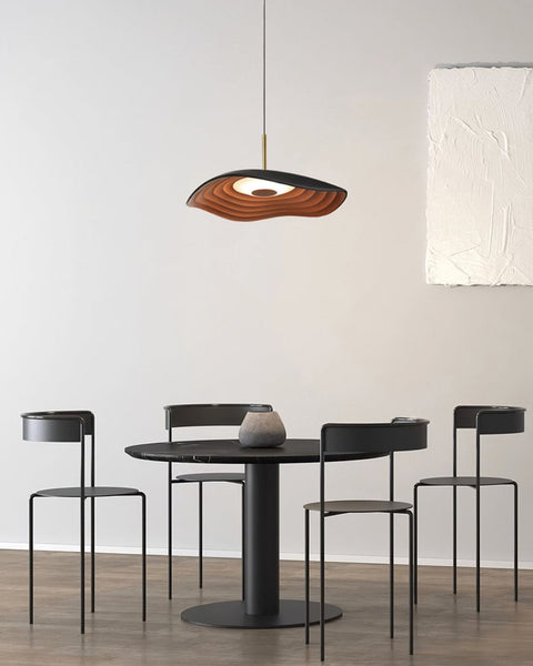 Pendant Light with Sculpted Wave Shade and Integrated LED