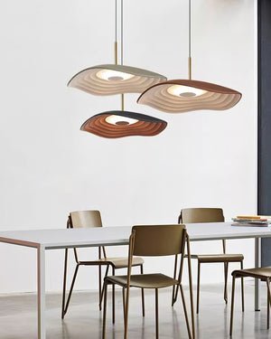 Pendant Light with Sculpted Wave Shade and Integrated LED