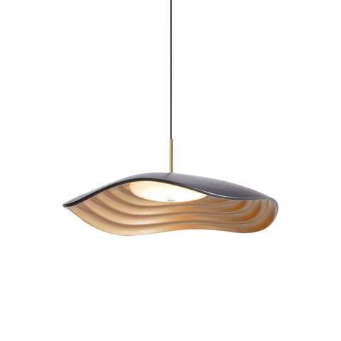 Pendant Light with Sculpted Wave Shade and Integrated LED