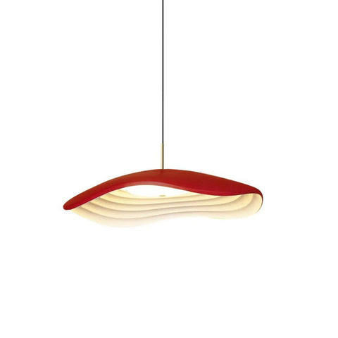 Pendant Light with Sculpted Wave Shade and Integrated LED
