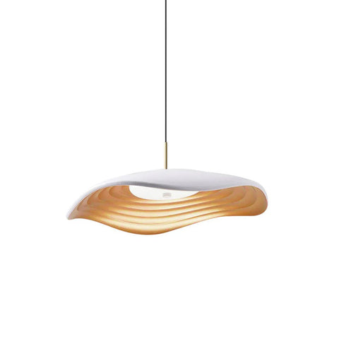 Pendant Light with Sculpted Wave Shade and Integrated LED