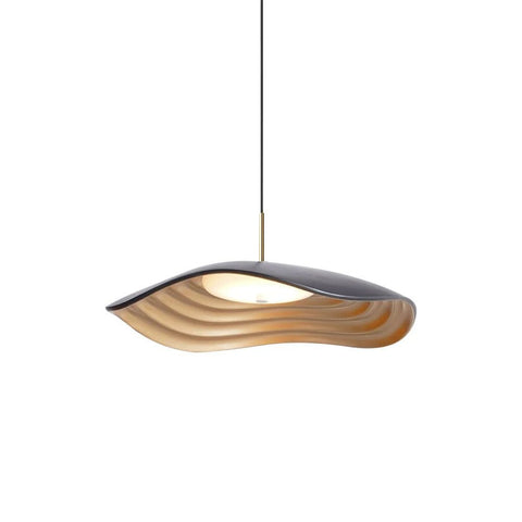 Pendant Light with Sculpted Wave Shade and Integrated LED