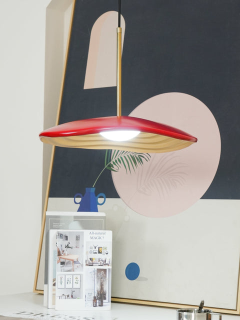 Pendant Light with Sculpted Wave Shade and Integrated LED