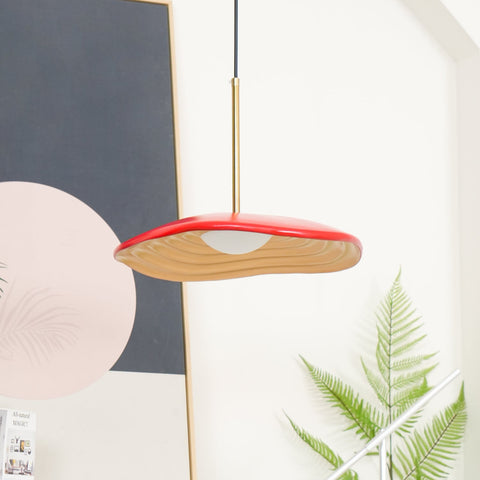 Pendant Light with Sculpted Wave Shade and Integrated LED