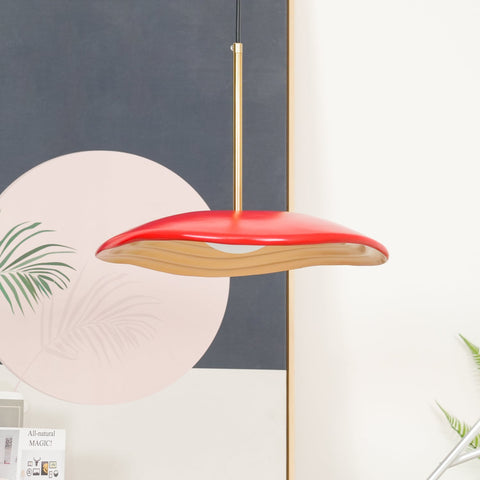 Pendant Light with Sculpted Wave Shade and Integrated LED
