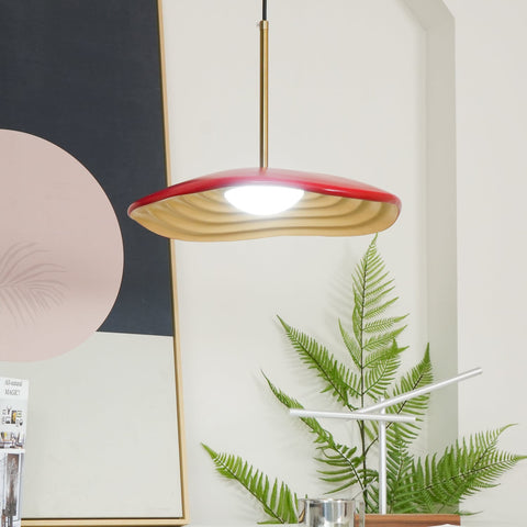 Pendant Light with Sculpted Wave Shade and Integrated LED