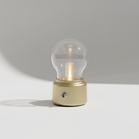 Vintage Glass Table Lamp with Warm LED Light