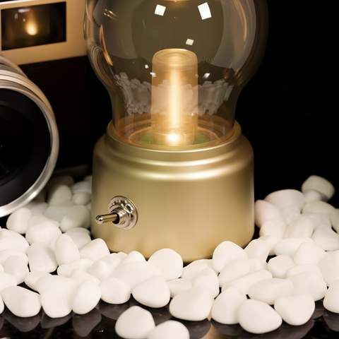Vintage Glass Table Lamp with Warm LED Light
