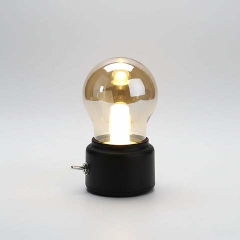 Vintage Glass Table Lamp with Warm LED Light