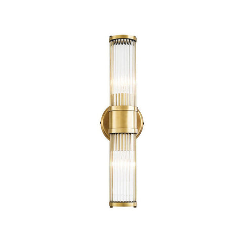 Gold Finish Glass Wall Sconce with E14 Bulb Socket and Slim Vertical Design